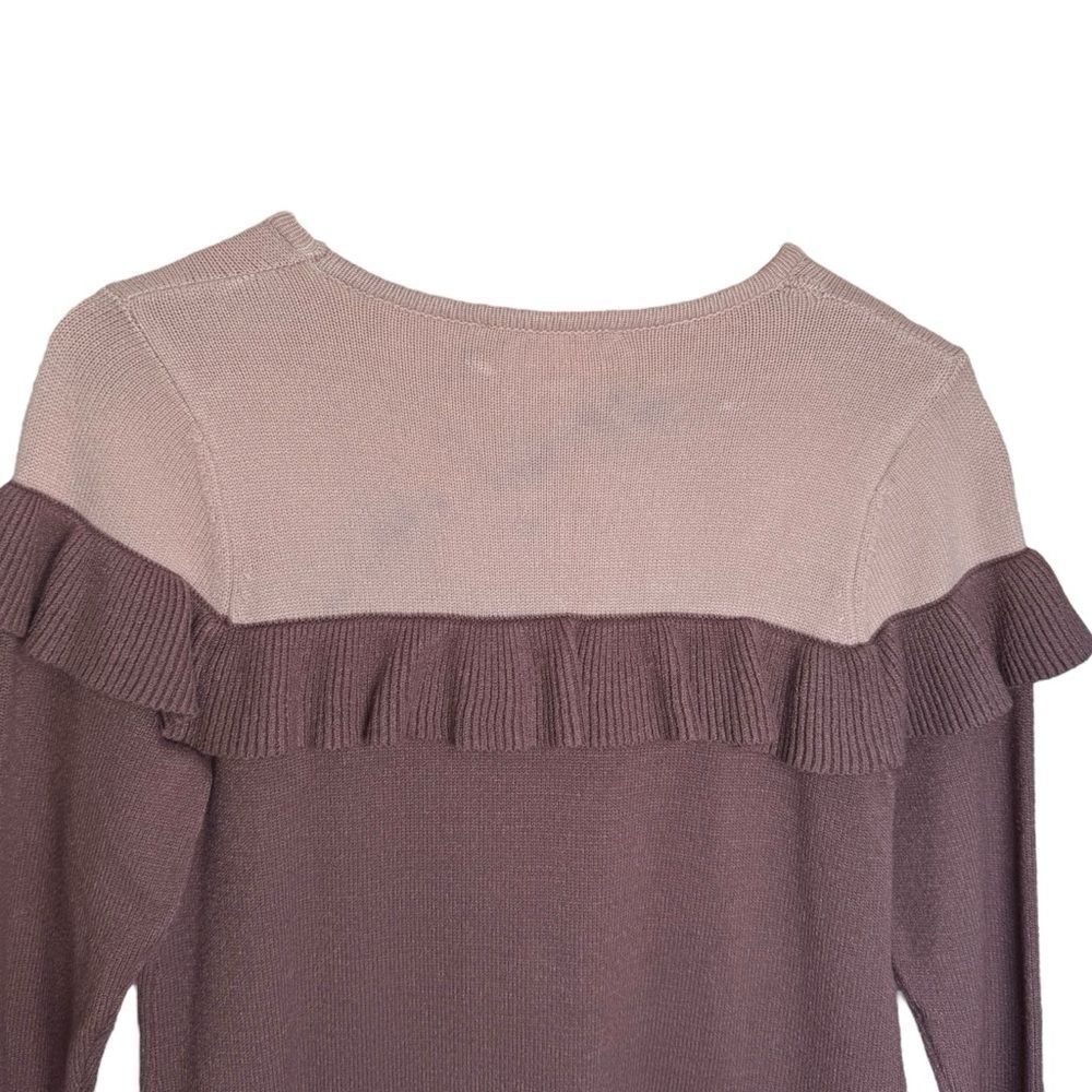 TAKE NOTE Two Tone Knit Sweater Dress Teen Girl Sz 16 Cream / Brown Ruffle - Picture 10 of 12